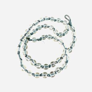 Clear Beaded Wrap Bracelet or Anklet Gray Cord Toggle Clasp
